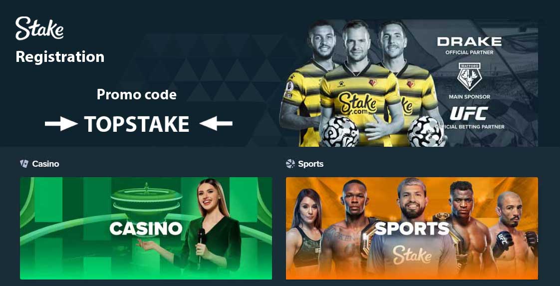 Stake Online Casino Registration Welcome offer Code Promo Code Promocode Bonus Code TOPSTAKE